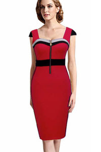 Women Voguish Colorblock Square Neck Party Dress  SA-BLL36116-1 Fashion Dresses and Midi Dress by Sexy Affordable Clothing