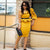 Ruffle One Sleeve Peplum Top Bodycon Dress #Bodycon Dress #Yellow SA-BLL2156 Fashion Dresses and Bodycon Dresses by Sexy Affordable Clothing