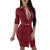 Half Sleeves Office Dress With Turn-down Collar #Red SA-BLL36093-3 Fashion Dresses and Midi Dress by Sexy Affordable Clothing