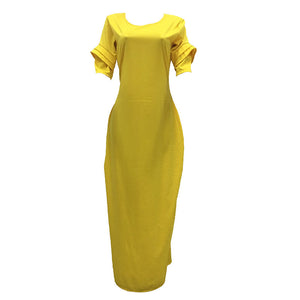 Leisure Round Neck Pocket Design Floor Length Dress #Round Neck #Half Sleeve #Pocket SA-BLL51388-2 Fashion Dresses and Maxi Dresses by Sexy Affordable Clothing