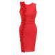 Sleeveless Red Ruffles Bodycon Dress #Plus Size #Sleeveless #Ruffles SA-BLL36005 Fashion Dresses and Midi Dress by Sexy Affordable Clothing