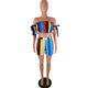 Rainbow Stripe Loose Fashion 2 Piece Se #Two Piece #Striped #Off The Shoulder SA-BLL282734 Sexy Clubwear and Pant Sets by Sexy Affordable Clothing