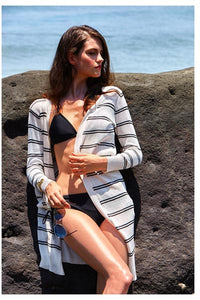 Black and White Stripes Beach Dress  SA-BLL38366 Sexy Swimwear and Cover-Ups & Beach Dresses by Sexy Affordable Clothing