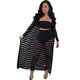 Striped Black Bandeau Top And Pants with Long Robe #Black #Striped #Three Pieces SA-BLL282683-1 Sexy Clubwear and Pant Sets by Sexy Affordable Clothing