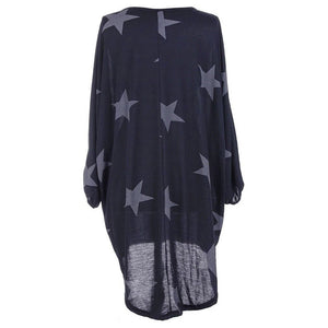 Quirky Batwing Long Sleeve Star Print Tunic Jumper Dress #Blue SA-BLL28238-5 Sexy Clubwear and Club Dresses by Sexy Affordable Clothing