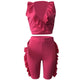 Sleeveless Solid Flounced Casual Suit #Sleeveless #Two Piece #Flounced #Rose SA-BLL282638-3 Sexy Clubwear and Pant Sets by Sexy Affordable Clothing