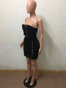 Black Bandage Lace Up Strapless Dress #Strapless #Bandage #Lace Up SA-BLL27744 Fashion Dresses and Mini Dresses by Sexy Affordable Clothing