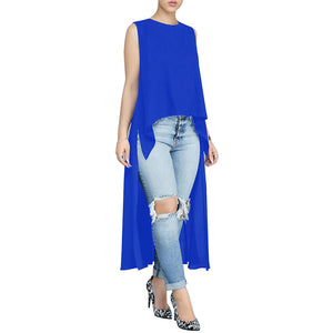 Round Neck High Maintenance Top #Blue #Sleeveless #Round Neck SA-BLL706-1 Women's Clothes and Blouses & Tops by Sexy Affordable Clothing