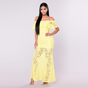 Off the Shoulder Lace Maxi Dress #Maxi Dress #Yellow SA-BLL51425-1 Fashion Dresses and Evening Dress by Sexy Affordable Clothing