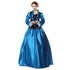 Civil War Period Ball Gown Costume Dress Blue Black Satin M-XL Hoop Skirt #Costumes #Blue