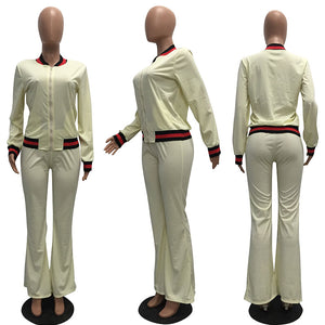 Leisure Wide Leg Pants Suit #White #Two Piece SA-BLL28055-1 Sexy Clubwear and Pant Sets by Sexy Affordable Clothing