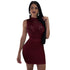 Sexy Sleeveless Solid Color Mini Dress With Sequins #Sleeveless #Mesh #Sequins