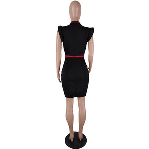 Fashion Round Neck Ruffle Design Knee Length Dress #Black #Ruffle #Round Neck SA-BLL36223-1 Fashion Dresses and Midi Dress by Sexy Affordable Clothing