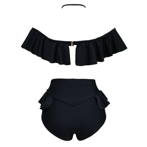 New Black Off Shoulder Flounce Bikinis #Black SA-BLL32612-2 Sexy Swimwear and Bikini Swimwear by Sexy Affordable Clothing