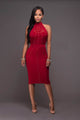 Chiarina Red Gold Stud Midi Dress  SA-BLL36121-2 Fashion Dresses and Midi Dress by Sexy Affordable Clothing