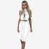 Sleeveless High Neck Knee-Length Plain Dress #White #High Neck #Sleeveless #Tie