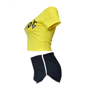 Fashion Sexy Sports Crop Top and Shorts #Two Piece #Crop Top #Sports SA-BLL282772 Sexy Clubwear and Pant Sets by Sexy Affordable Clothing