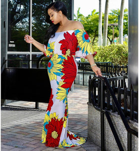 Off Shoulder Ruffles Mermaid Floral Maxi Dress #Maxi Dress #Mermaid Maxi Dress SA-BLL51429-1 Fashion Dresses and Evening Dress by Sexy Affordable Clothing