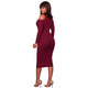 Carol Burgundy Cut Out Shoulders Ribbed Midi Dress #Midi Dress #Burgundy SA-BLL362053-4 Fashion Dresses and Midi Dress by Sexy Affordable Clothing