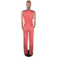 Polka V-neck Jumpsuit #V-Neck #Wide Leg #Polka SA-BLL55578 Women's Clothes and Jumpsuits & Rompers by Sexy Affordable Clothing