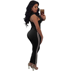 Hooded Zippered Sports Jumpsuit #Black #Sleeveless #V-Neck #Zipper #Hooded SA-BLL55465-1 Women's Clothes and Jumpsuits & Rompers by Sexy Affordable Clothing