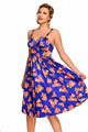 Blue Pin-up Digital Floral Swing Vintage Dress