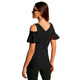 Cut-Out Shoulder Plain Blouse with Ruffle Cuffs #Ruffle #Cut-Out SA-BLL413-1 Women's Clothes and Blouses & Tops by Sexy Affordable Clothing