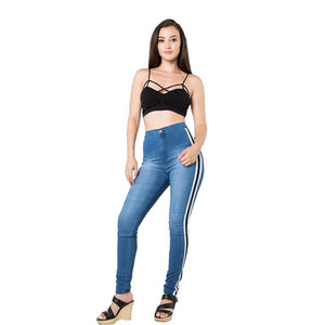 Bleach Wash Side Stripe High Quality Jeans #Jeans SA-BLL602 Women's Clothes and Jeans by Sexy Affordable Clothing