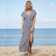 V Neck Striped Beach Dress #V Neck #Striped SA-BLL38538 Sexy Swimwear and Cover-Ups & Beach Dresses by Sexy Affordable Clothing