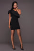 Black Single Ruffle Shoulder Mini Dress