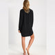 Black Long Sleeve Pockets Solid Beach Blouse #Black #V Neck #Long Sleeve #Knitting SA-BLL38518-2 Sexy Swimwear and Cover-Ups & Beach Dresses by Sexy Affordable Clothing