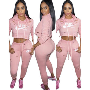 Classic Letters Printing Self-Cultivation Tracksuits #Two Piece SA-BLL27683-2 Sexy Clubwear and Pant Sets by Sexy Affordable Clothing