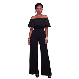 Clarisse Black Embroidery Ruffle Top Strapless Jumpsuit #Black #Jumpsuits SA-BLL55346-2 Women's Clothes and Jumpsuits & Rompers by Sexy Affordable Clothing