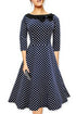 Vintage Slash Neck Bowknot Polka Dot Skater-dress