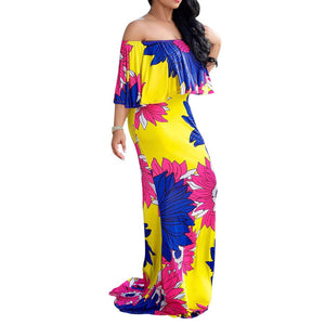 Off Shoulder Ruffles Mermaid Floral Maxi Dress #Maxi Dress #Mermaid Maxi Dress SA-BLL51429-2 Fashion Dresses and Evening Dress by Sexy Affordable Clothing