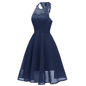 Lace Upper Sleeveless Scoop Skater Dress #Lace #Blue #Sleeveless #Zipper SA-BLL36207-3 Fashion Dresses and Midi Dress by Sexy Affordable Clothing