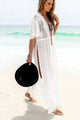 White Chiffon Kimono Sleeves High Slits Beachwear  SA-BLL38298 Sexy Swimwear and Cover-Ups & Beach Dresses by Sexy Affordable Clothing