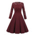 Lace Stitching Long Sleeve Slim Dress #Red #Evening Dress