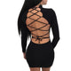 Stephanie Lace Up Turtleneck Mini #Bodycon Dress #Mini Dress #Black SA-BLL2159-2 Fashion Dresses and Bodycon Dresses by Sexy Affordable Clothing