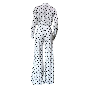 Casual Polka Dot Jacket and Wide Leg Trousers #Wide Leg #Polka Dot SA-BLL2712 Sexy Clubwear and Pant Sets by Sexy Affordable Clothing