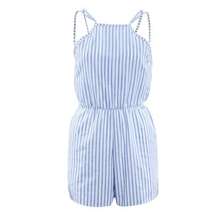 Sleeveless Stripes Loose Halter Romper Adult #Striped SA-BLL55295 Women's Clothes and Jumpsuits & Rompers by Sexy Affordable Clothing