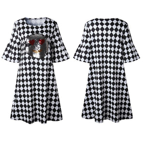 Emoji Sequined Plaid Print Summer Dresses #Sequined #Plaid SA-BLL2251 Fashion Dresses and Mini Dresses by Sexy Affordable Clothing