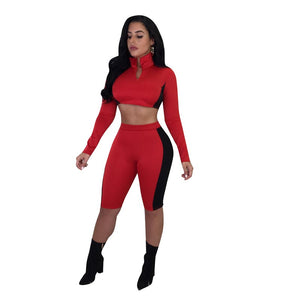 Fashion Sports Two Piece Set #Two Piece #Turndown Collar SA-BLL28199-2 Sexy Clubwear and Pant Sets by Sexy Affordable Clothing