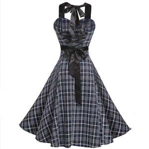 Lace-up Halter Vintage Dress #Blue SA-BLL36186-5 Fashion Dresses and Skater & Vintage Dresses by Sexy Affordable Clothing