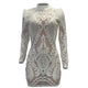 White Floral Sequin Grenadine Faux Fur Sparkly Clubwear Elegant Party Mini Dress #Long Sleeve SA-BLL2043-2 Fashion Dresses and Mini Dresses by Sexy Affordable Clothing