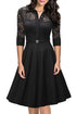 Deep V Perspective Lace Stitching Large Swing Dress