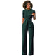 Sexy Women Half Sleeve Belt Solid Casual Jumpsuit #Green SA-BLL55193-5 Women's Clothes and Jumpsuits & Rompers by Sexy Affordable Clothing