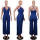 Straps Halter Women's Wide Leg Jumpsuits #Straps #Deep-V #Royal Blue SA-BLL55514-4 Women's Clothes and Jumpsuits & Rompers by Sexy Affordable Clothing