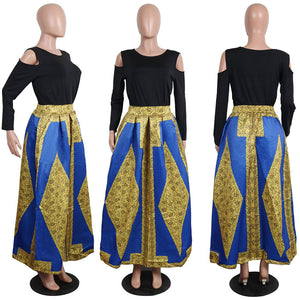 African Print Thicken Long Sleeve Blouse and Long Skirt #Long Sleeve #Two Piece #Print #Dashiki #African SA-BLL2435-2 Sexy Clubwear and Skirt Sets by Sexy Affordable Clothing