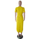 Casual Yellow Ankle Length Asymmetrical Dress #Short Sleeve #O Neck #Asymmetrical SA-BLL51487 Fashion Dresses and Midi Dress by Sexy Affordable Clothing